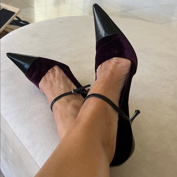 Prada velvet and leather pointy Mary Janes 39 - Picture 1 of 12